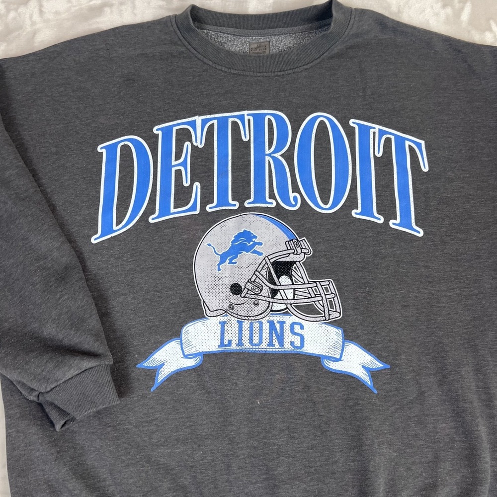 Detroit Lions Sweater Womens XL Gray Crewneck Sweatshirt NFL Graphic‎ Fan Gear